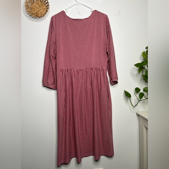 MEROKEETY Striped High Waist T Shirt Midi Dress with Pockets Size Large/X-Large - Picture 8 of 9